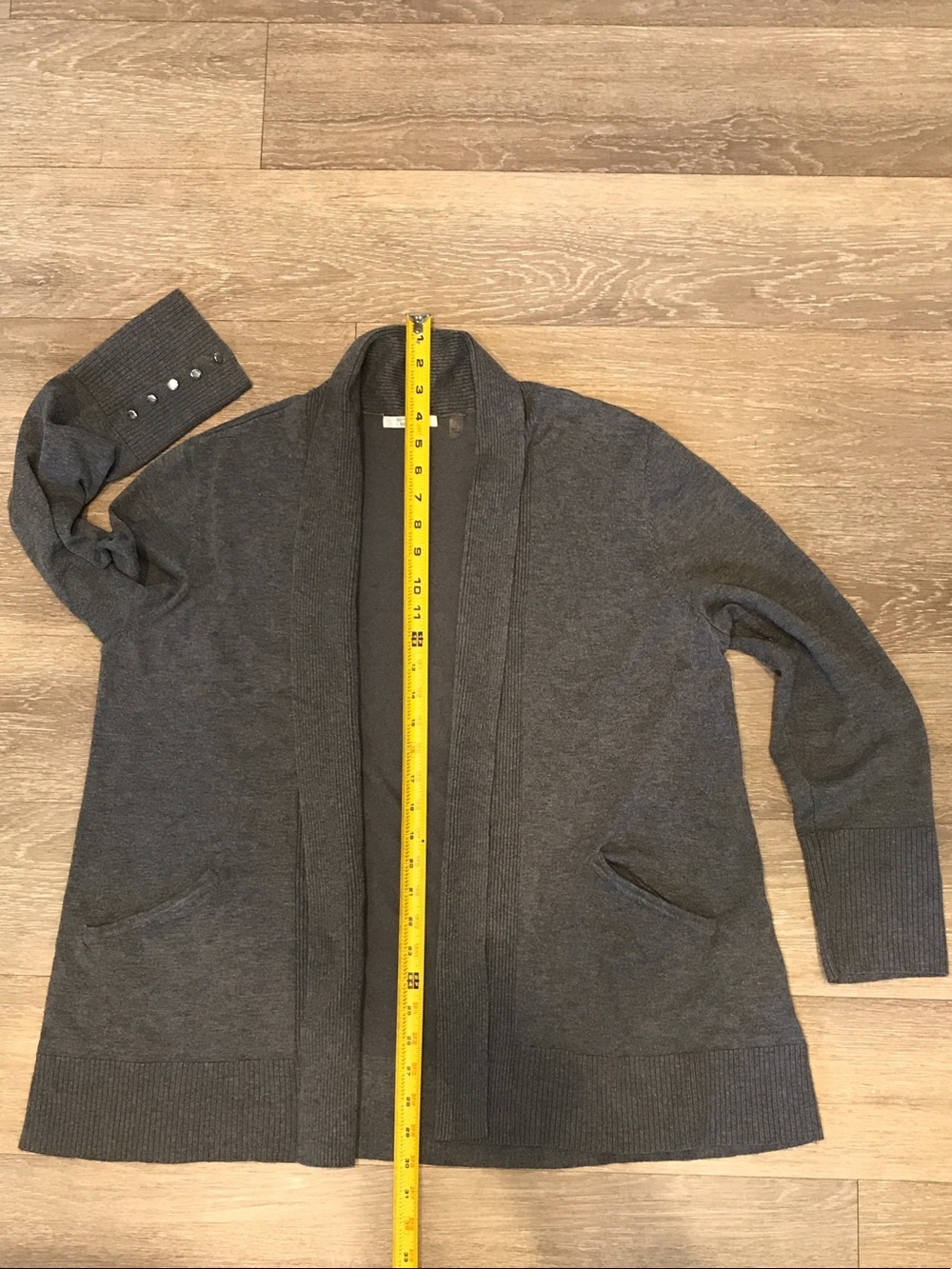 89th & Madison Women's Charcoal Open-Front V-Neck Cardigan